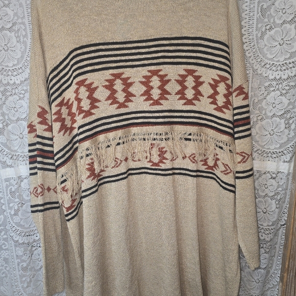 Maurices Long Sleeve Aztec Sweater Cardigan, Womens 3X Fringe NWT - Picture 8 of 10
